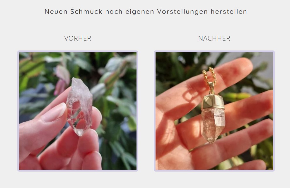 Auf Kundenwunsch fassen wir sämtliche Art von Edelsteine ein. Nach einer Bedarfsabklärung mit dem Kunden wird eine Skizze angefertigt. Nach dessen Zustimmung starten wir mit der Arbeit.